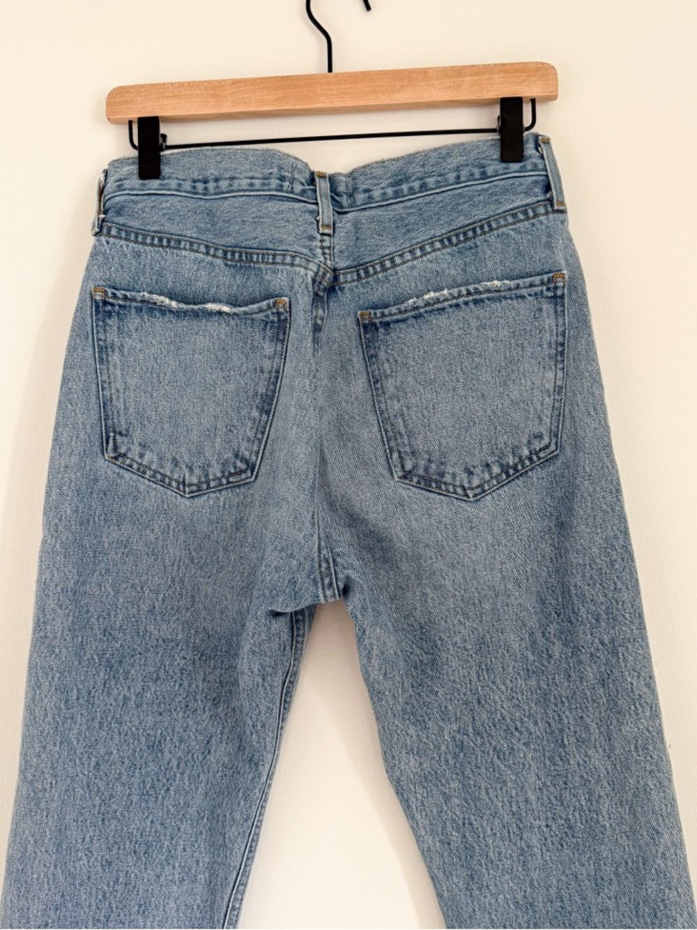 AGOLDE Cherie High Rise Straight Jeans Size 27 Light Wash Raw Hem - Picture 7 of 10
